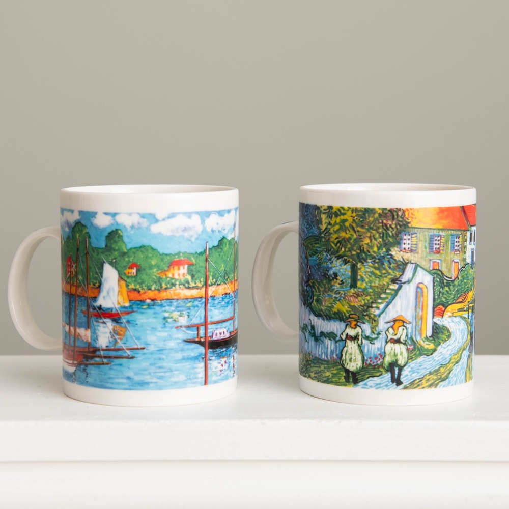 Chaleur Masters Collection Claude Monet & Van Gogh Art Mug Set Impressionist 2pc